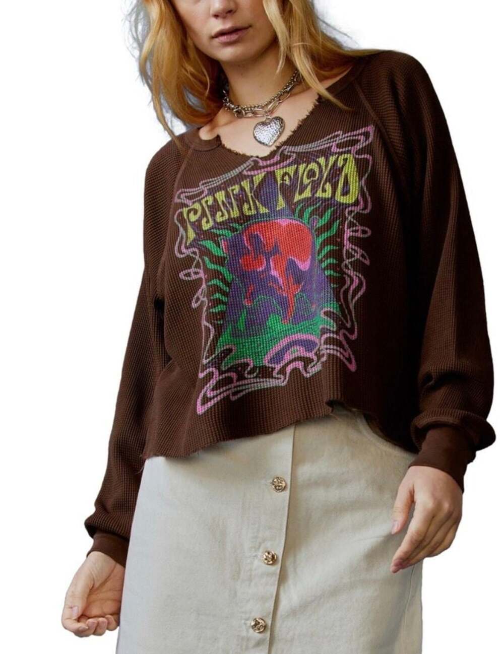 Daydreamer Pink Floyd Cosmic Pyramid Raw Thermal Raglan Long Sleeve